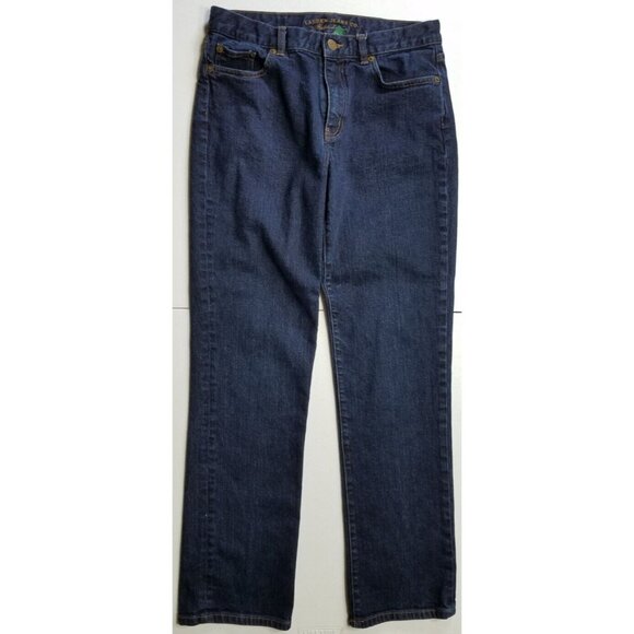 Ralph Lauren Classic Straight Mid-Rise Dark Blue Denim Stretch Jeans Women's 6 - Picture 1 of 15